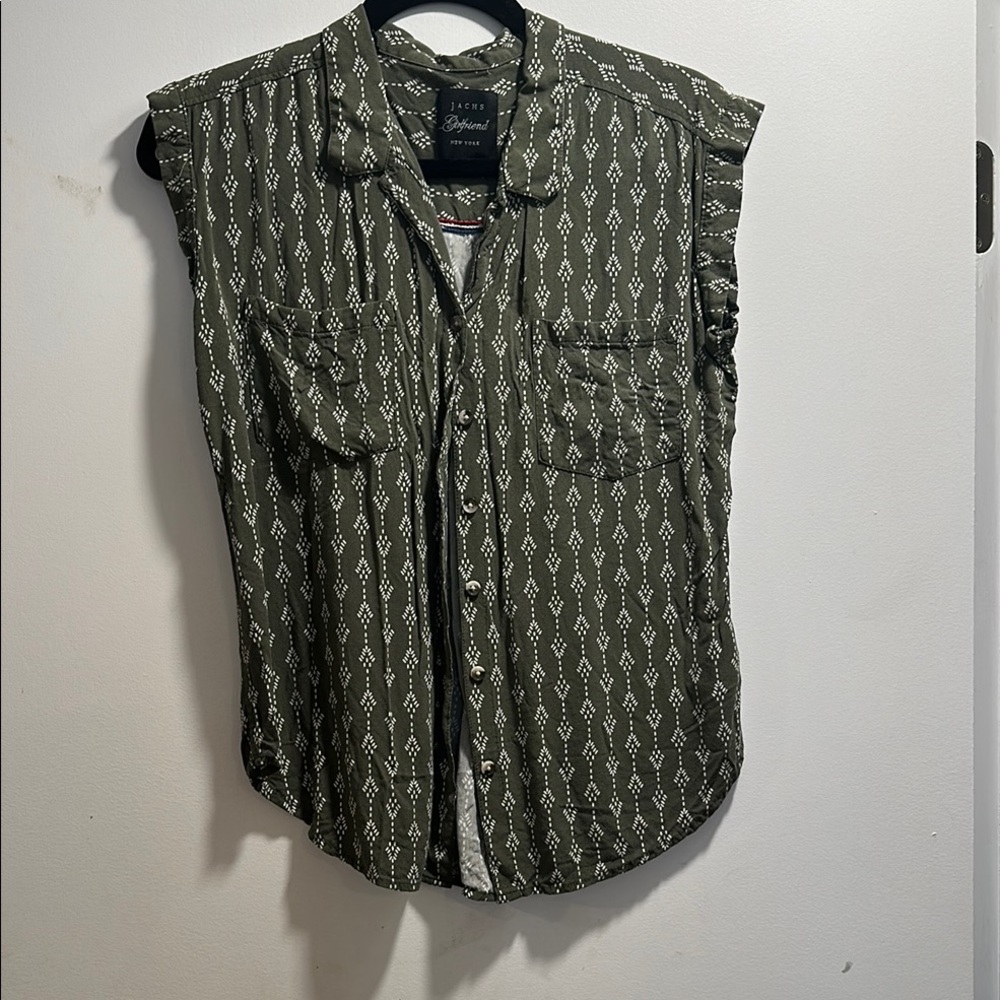 JACHS Girlfriend Green Patterned Blouse